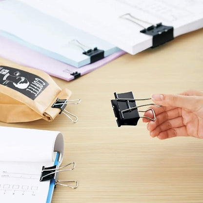 Binder Clips Paper Clamps Assorted Sizes 200 Count (Black), Jumbo, Large, Medium, Small, Mini and Micro,6 Sizes with Box for Office, School and Home