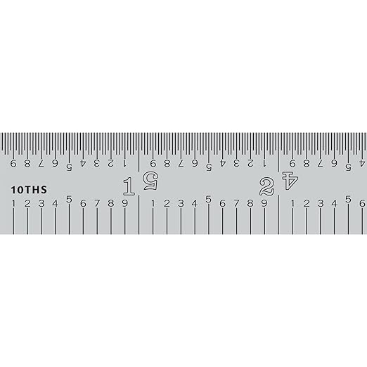 PEC Tools 6"/150mm Rigid Metal Ruler, High-Quality Steel Machinist Rule with Satin Chrome Finish, Decimal/Metric Graduation (1/10", 1/50", 1mm, 0.5mm), Trusted by Professionals, Made in USA