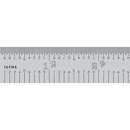 PEC Tools 6"/150mm Rigid Metal Ruler, High-Quality Steel Machinist Rule with Satin Chrome Finish, Decimal/Metric Graduation (1/10", 1/50", 1mm, 0.5mm), Trusted by Professionals, Made in USA