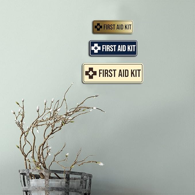 Standard First Aid Kit Sign (Brushed Gold) - Medium