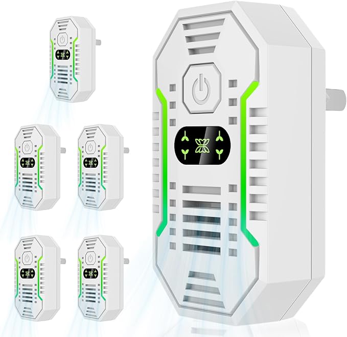 Air Ionizers for Home, Negative Ion Air Purifier - Ultra Quiet Plug In Air Freshener for Bedroom Office Kitchen Basement - Portable Mini Air Cleaner (Gem, 6 PCS)