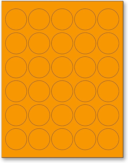 NextDayLabels - 8-1/2 x 11 Neon Color High Light Fluorescent Labels for Laser & Inkjet Printer (Orange Fluorescent, 1.5" Round - 30 Per Page | 3000 Labels)