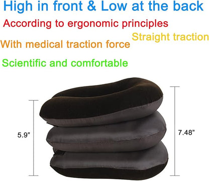 Cervical Neck Traction Device for Instant Neck Pain Relief Inflatable Adjustable Neck Stretcher Neck Support Brace Neck Traction Pillow for Home Use Neck Decompression(Brown)