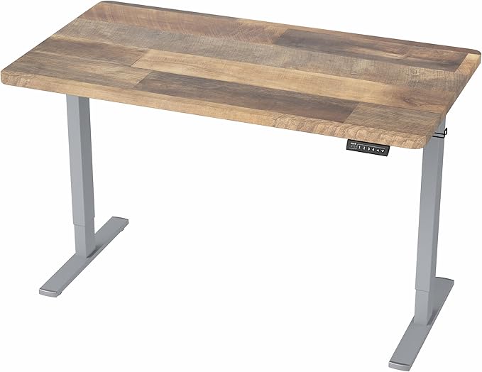VIVO Electric 43 x 24 in Standing Desk, Memory Height Adjustment, 1B Series, One-Piece Reclaimed Wood Top, Gray Frame, DESK-KIT-1G4P