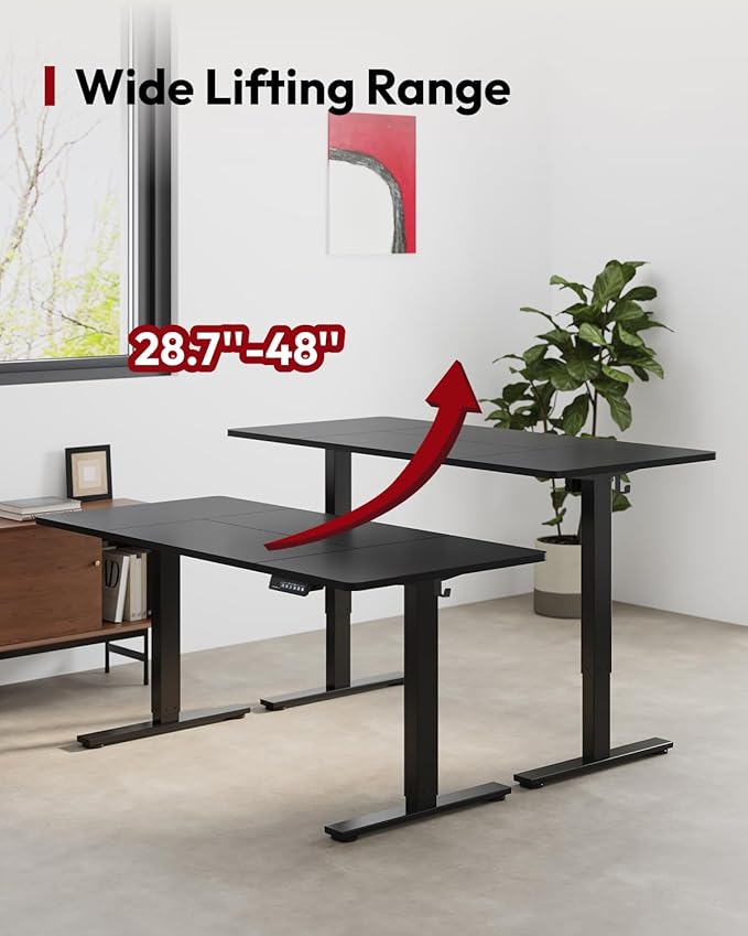 SANODESK Standing Desk Height Adjustable Electric Stand up Desk 71x32 Inches Sit Stand Home Office Desk with Splice Board, Black Frame/Black Top
