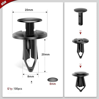 Nilight 100PCS Bumper Rivet Clips for GM 21030249 for Ford N807389S for Chrysler 6503598 Nylon Car Push Fastener Kits 9mm Hole,2 Years Warranty