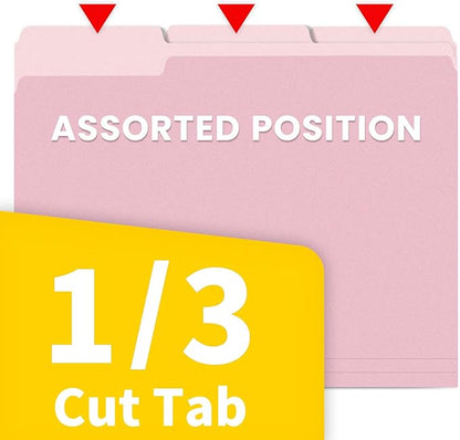 SUNEE File Folders, 120 Pack Manilla Folders 8.5 x 11, Colored File Folders Home Office School Supplies for Documents Files Paper, Pink