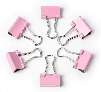 100 Pack Mini Pink Binder Clips 5/8 Inch (15 mm), Colored Little Paper Clamps, Small Tiny Micro Size Paper Clips for Office Home School Business 0.6"