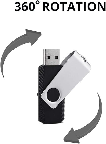 KEXIN 10 Pack USB Flash Drive - 64GB Thumb Drive with Swivel, Black (64GB, 10 Pack)