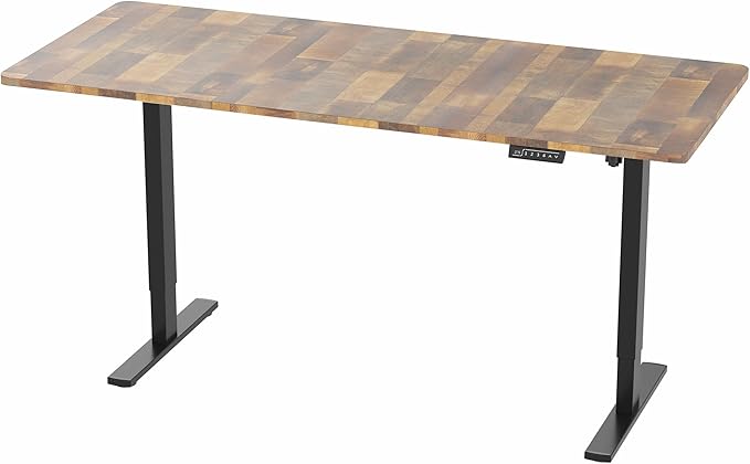 VIVO Electric 71 x 30 in Standing Desk, Memory Height Adjustment, 1B Series, Reclaimed Wood Top Black Frame, DESK-KIT-1B7P