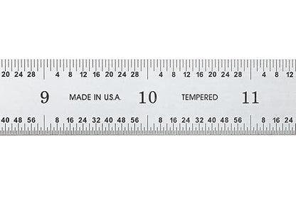 PEC Tools 18" Flexible Mechinist Ruler, High-Quality Carbon Steel with Satin Chrome Finish, 3R Graduation (1/32", 1/64", 1/10", 1/50"), Fully Hardened and Tempered, Made in USA