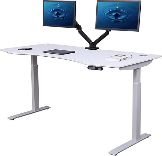ApexDesk Elite Pro Series 60" x 27" Electric Height Adjustable Stand up Desk, Sit Stand Home Office Desk, Computer Desk - Curved White