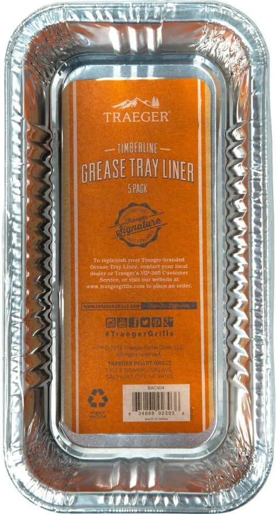 Traeger Grills BAC404 Timberline 850 & 1300 Grease Pan Liner Grill Accessory 5-Pack