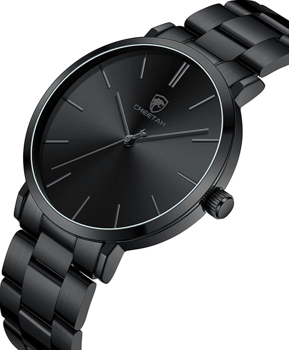 GOLDEN HOUR Men's Watches Slim Minimalist Runway Plated Stainless Steel Quartz Analog Watch
