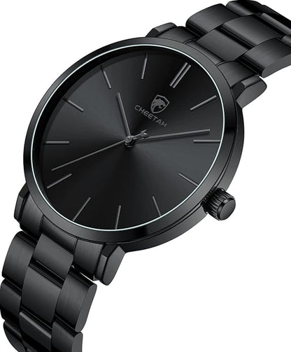 GOLDEN HOUR Men's Watches Slim Minimalist Runway Plated Stainless Steel Quartz Analog Watch