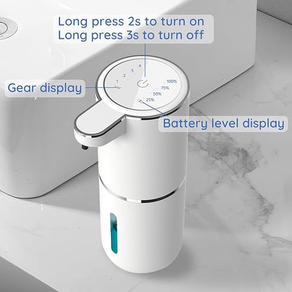 Foaming Soap Dispenser, Automatic Soap Dispenser, 13.5oz/400ml Automatic Soap Dispenser Touchless, USB Rechargeable 4 Level Adjustable Electric, for Bathroom, Kitchen,Hotel