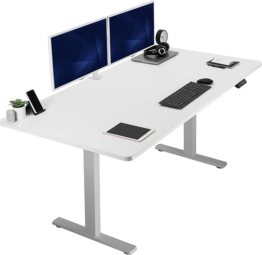 VIVO Electric 71 x 36 in Standing Desk, Memory Height Adjustment, 1B Series, White Top Gray Frame, DESK-KIT-1G7W-36