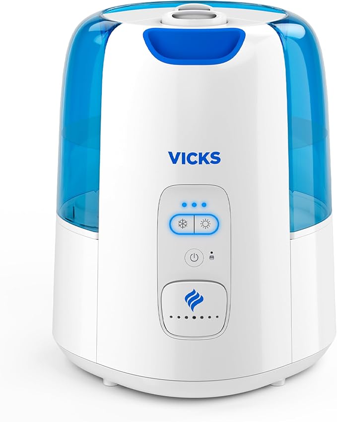 Vicks Dual Comfort Cool + Warm Mist Humidifier for Bedrooms With Fusion Technology, Compatible with Vicks VapoPads and Vicks VapoSteam, White