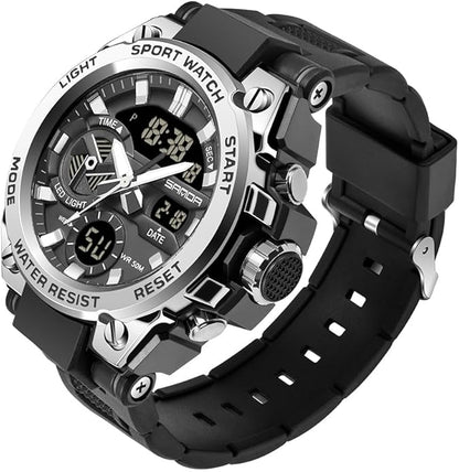 KXAITO Men's Watches Sports Outdoor Waterproof Military Watch Date Multi Function Tactics LED Alarm Stopwatch