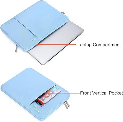 MOSISO Laptop Case 16 inch, 15-15.6 inch Laptop Sleeve Compatible with MacBook Pro 16 M4 M3 M2 M1, HP Acer Dell Lenovo ASUS Notebook, Polyester Vertical Computer Sleeve Bag with Pocket, Air Blue