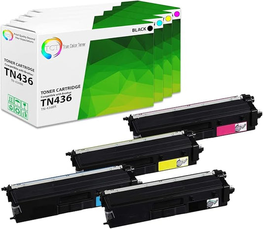 TCT TN436 Toner Cartridge 4 Pack - Compatible Replacement for Brother TN-436 TN436BK TN436C TN436M TN436Y High Yield Works with Brother HL-L8260CDW L8360CDWT MFC-L8610CDW Printers (B C M Y)