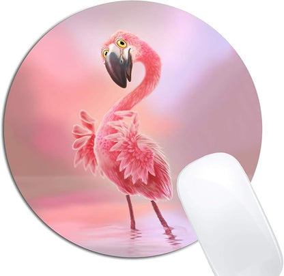 Yeah Flamingo Mouse Pad Round Non-Slip Rubber Mousepad Laptop Office Computer Decor Cute Desk Accessories Customized Design Mouse Pad