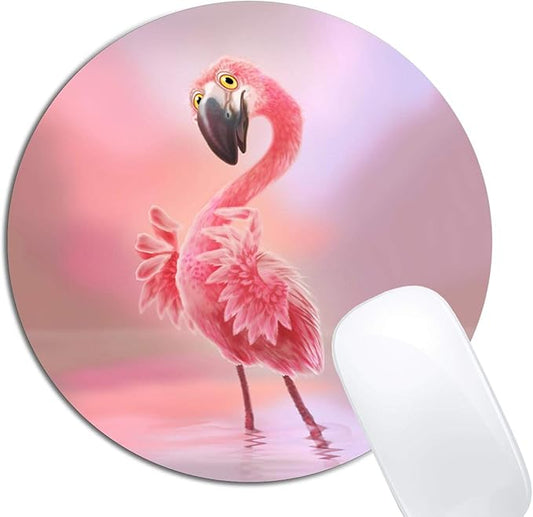 Yeah Flamingo Mouse Pad Round Non-Slip Rubber Mousepad Laptop Office Computer Decor Cute Desk Accessories Customized Design Mouse Pad