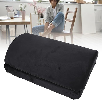 Foot Rest Black Ergonomic Height, Footstool with Memory Foam, Half Cylinder Footrest Under Desk for Comfortable Posture Support, Velboa Fabric