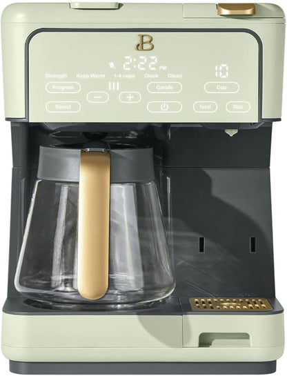 Beautiful Multi-Brew Coffee Maker – 12-Cup Carafe & Single-Serve Pod or Grounds, Iced Coffee Mode, Programmable Touch Display, Includes Filters (Sage Green)