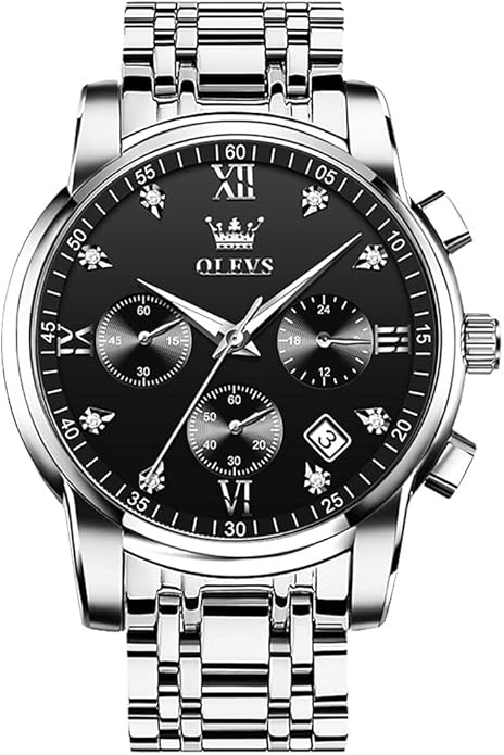 OLEVS Men's Luxury Watch Waterproof Luminous Easy Read Chronograph Watches Full Gold/White Dail/Black Face with Calendar Wristwatch
