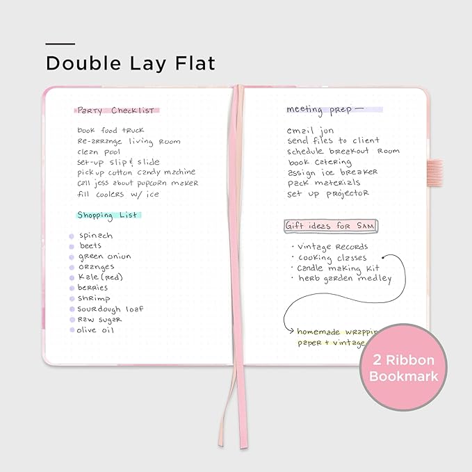 A5 Hardcover Bullet Dotted Journal, 160 Pages 100 gsm Thick Paper, 3 Sheets of Stickers Included - 5.7'' x 8'' (Blush Watercolor)