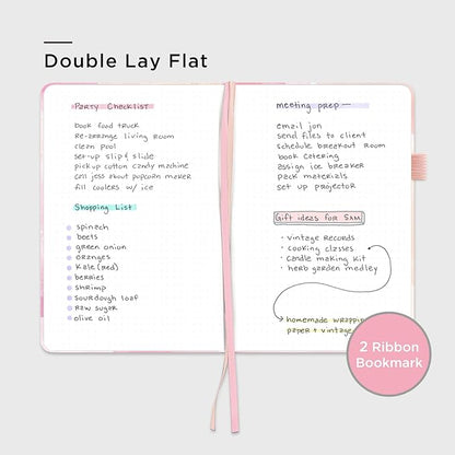 A5 Hardcover Bullet Dotted Journal, 160 Pages 100 gsm Thick Paper, 3 Sheets of Stickers Included - 5.7'' x 8'' (Blush Watercolor)