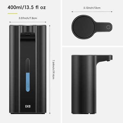 EKO Aroma Pro 13.5 fl oz Touchless Automatic Liquid Soap Dispenser, Rechargeable Hand & Dish Soap Dispenser for Bathroom and Kitchen Sink, Waterproof, Adjustable Volume Control (Matte Black)