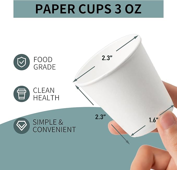 RACETOP [3000 count] 3 oz Bathroom Paper Cups, Small Paper Cups, Mouthwash Cups, Ideal for Bathroom Cup, Snacks Cups