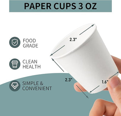 RACETOP [3000 count] 3 oz Bathroom Paper Cups, Small Paper Cups, Mouthwash Cups, Ideal for Bathroom Cup, Snacks Cups