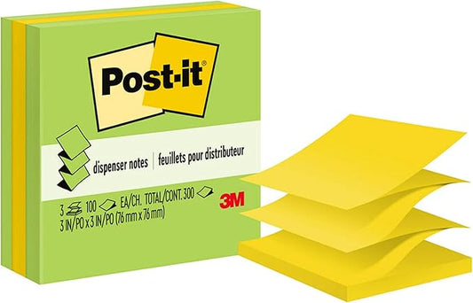 Post-it Pop-up Notes, 3x3 in, 3 Pads, America's #1 Favorite Sticky Notes, Floral Fantasy Collection, Bold Colors (Green, Yellow, Orange, Purple, Blue), Clean Removal, Recyclable (3301-3AU-FF)