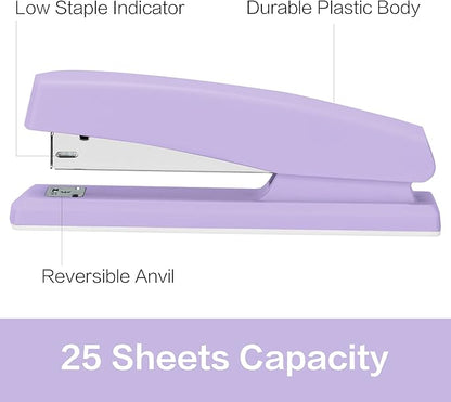 Deli Stapler, Desktop Stapler, Office Staplers, 25 Sheet Capacity, Includes 1000 Staples and Staple Remover, Purple