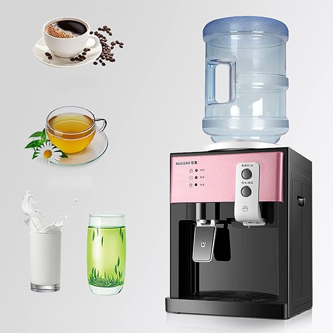 Water Dispenser Top Loading Countertop Water Cooler Dispenser with 3 Temperature Settings Desktop Electric Hot and Cold Dispenser for Home, Office, Dormitory (Rose Gold)