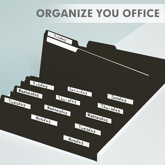 File Folder, PANDRI 120 Pack File Folder, 1/3 Cut Tab, Letter Size, Filing Folder for Office School Business, Black
