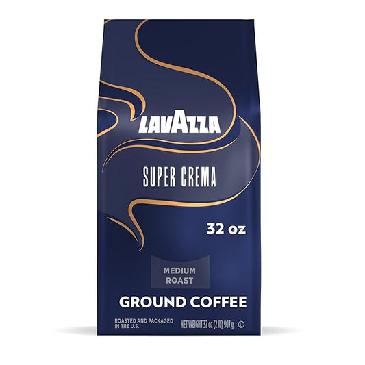Lavazza Super Crema Ground Coffee, Medium Roast, Arabica and Robusta Blend, 32 oz Bag (Pack of 1)