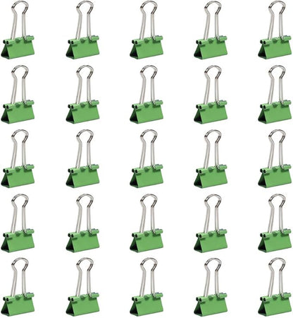 JAM PAPER Colorful Binder Clips - Small - 3/4 Inch (19 mm) - Green Binderclips - 25/Pack