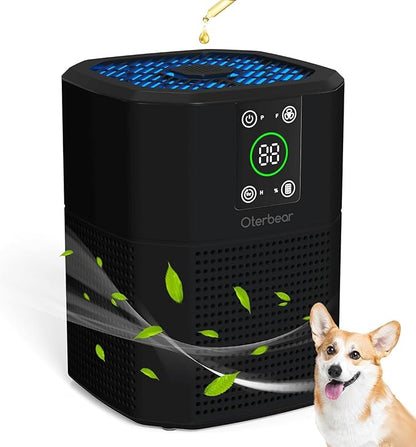Air Purifiers for Bedroom Home Up to 1350 Ft², Oterbear Room Air Cleaner with H13 True HEPA Filter with Sleep Mode, Aroma Function, Ambient Light, Remove Dander Smoke Pollen Odor, Black