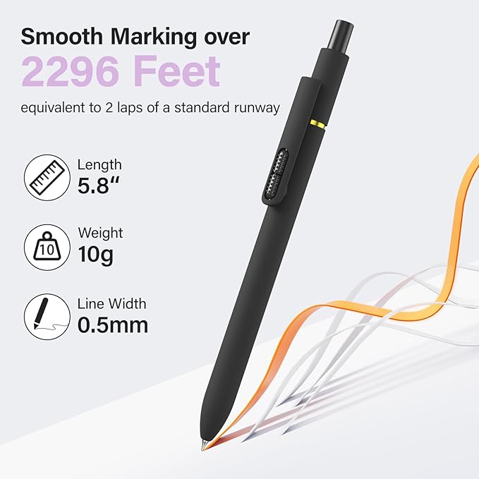 inkipen- 16 Pack Pens, Gel pens Black Ink, Fine Point(0.5mm),Quick-Drying Smooth Writing,School and Office Supplies （black）