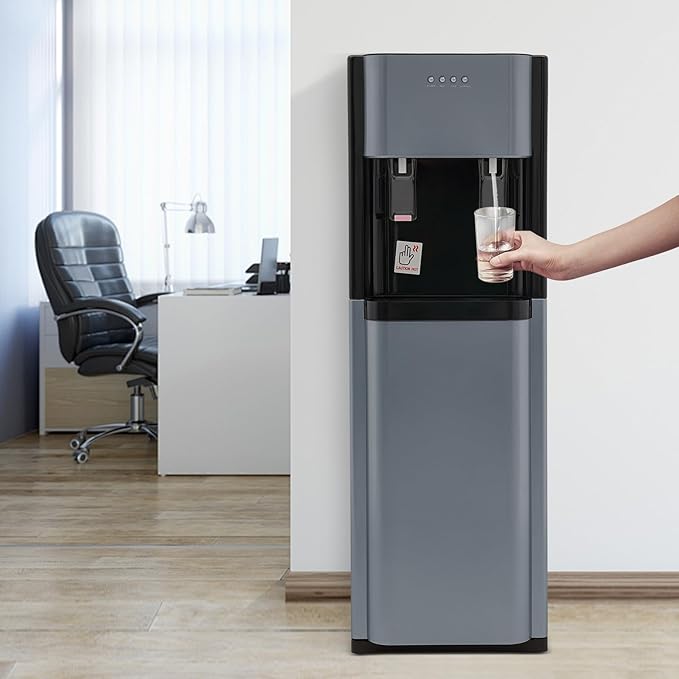 Water Coolers Water Dispenser Cold Hot Dispenser, Modern Powerful Electric Water Cooler Dispenser Bottom Loading for Home, Office, Gyms (Grey Bottom Load)