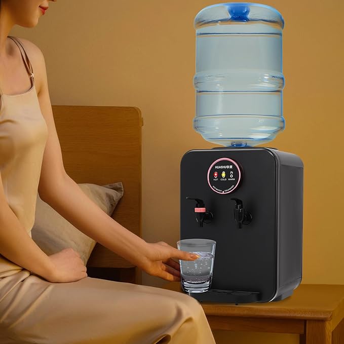 Countertop Water Dispenser, Hot and Cold Water Cooler with 3 Temperature Settings 1.19 to 4.99 Gallon Essential Water Machine Top Loading Water Dispenser for Home Office Dorm