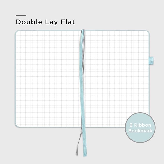 160 Pages, A5 5.7 x 8 inches 100 gsm Thick Paper Notebook Journals for Writing, Grid Hardcover Notebook(1 Pack, cyan)