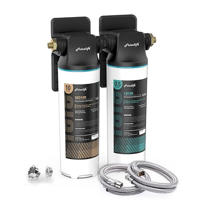 Frizzlife DW10 Under Sink Water Filter System, NSF/ANSI 53&42 Certified Elements, Reduces 99.99% Lead, Chlorine, Fluoride, Bad Taste & Odor, Direct Connect 2-Stage Water Filter, 0.5 Micron, USA Tech