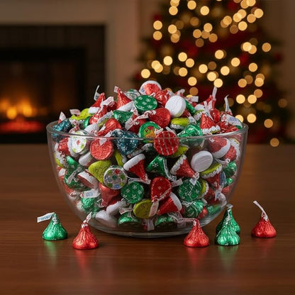 Christmas Kisses Chocolate Candy Variety Pack - 5lb Bulk Kisses and Hugs Chocolate Candy Individually Wrapped for Stocking Stuffers, Secret Santa, Gift Bags & Holiday Party Favors - Bulk Christmas Candy Assortment - Holiday Candy - 5 Pounds