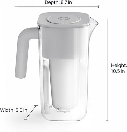 Culligan with ZeroWater Technology 7-Cup Water Filter Pitcher – Includes 5-Stage Advanced Water Filter, IAPMO Certified to Reduce Lead, Total PFAS (Forever Chemicals), Mercury, Fluoride, and Chlorine