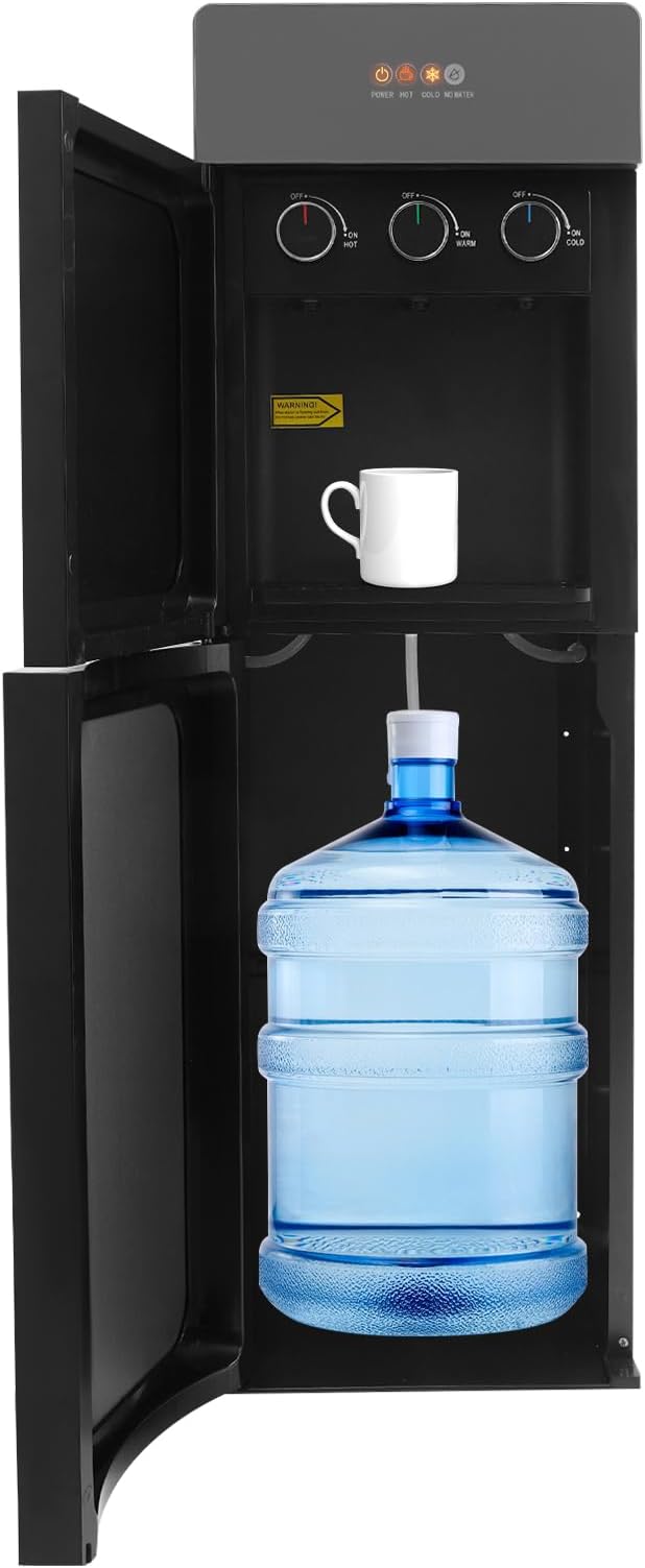 Bottom Loading Water Dispenser, 110V Hot & Cold Water Cooler Dispenser Standing Hot & Cold Water Dispenser with 3 Temperature Settings for Home, Kitchen, Office